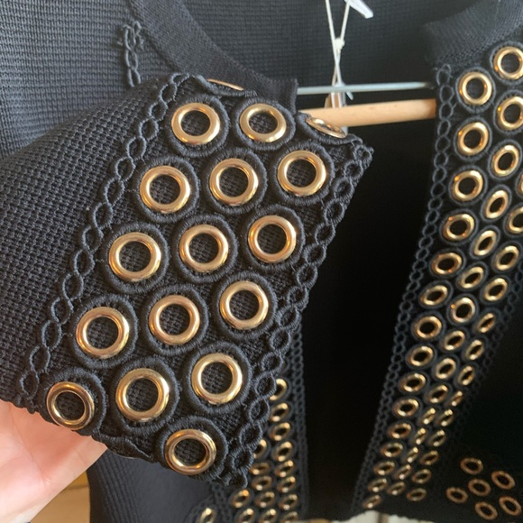 Maje Music Cropped Black Grommet Cardigan NWT - Picture 8 of 14